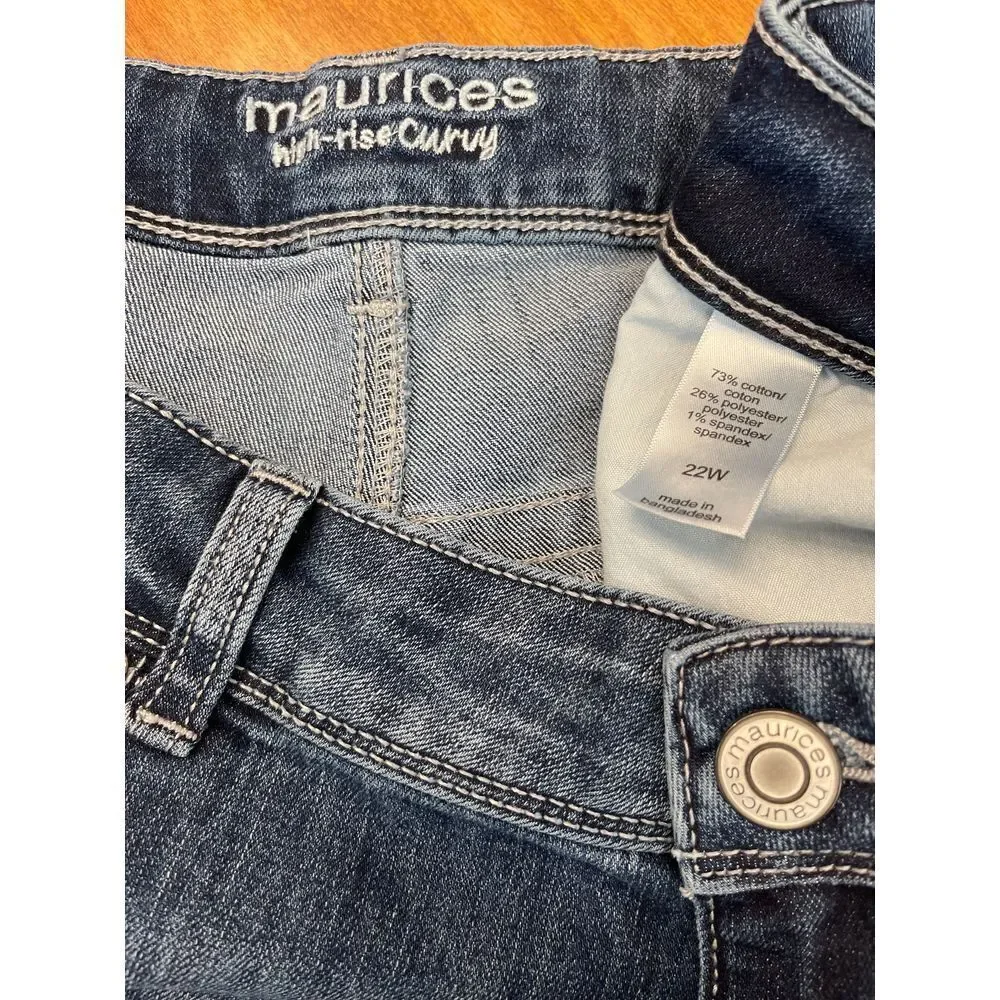 Maurices High-Rise Curvy Blue Denim Jeans Straight Leg Casual Everyday Wear 22W - Picture 6 of 7